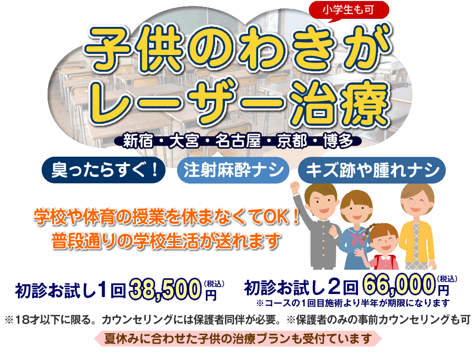 昭和 小学生 乳首 こどものわきがレーザー治療 | スキンクリニック